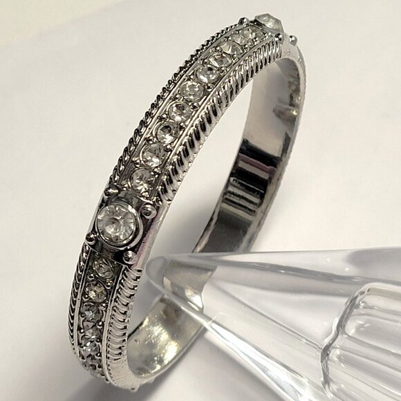 Silver Bangle with Crystals - Picture 15 of 15